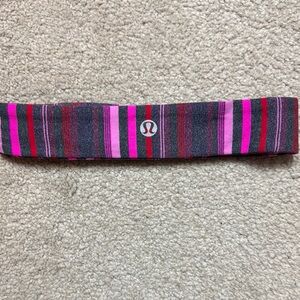 Lululemon Athletica Pink and Gray Striped Hair Accessory